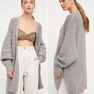 Free People Gray Knit Cardigan